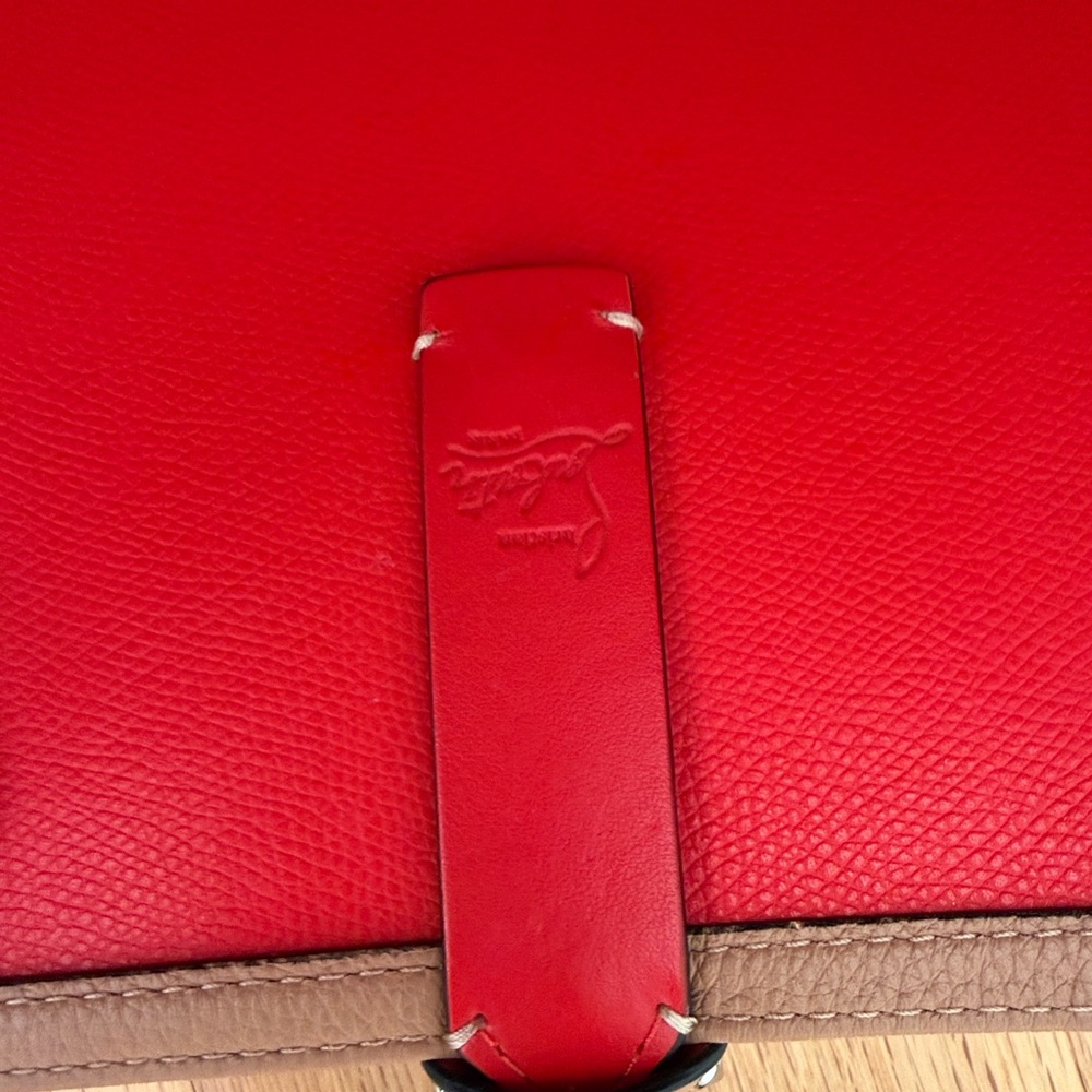 Christian Louboutin Tan and Red Studded Tote w/o wristlet - Picture 3 of 16